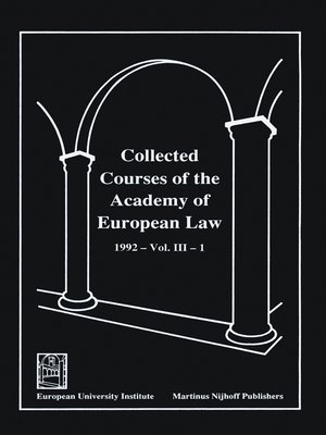 cover image of Collected Courses of the Academy of European Law 1992 Volume III--1